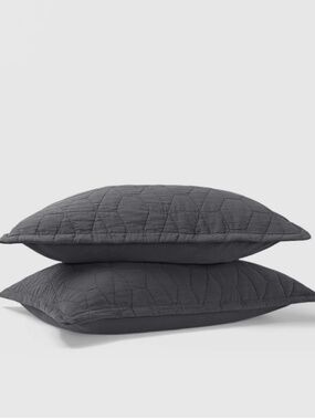 King Pillow Shams by Riley Home Cotton Quilted Gray Sham Set